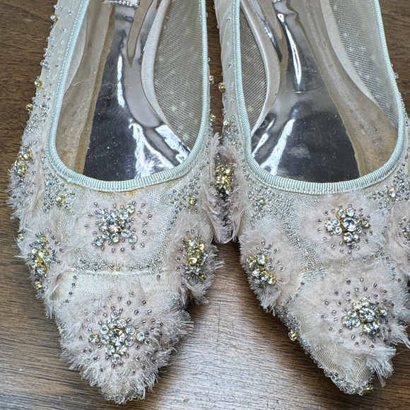 GORGEOUS Badgley Mishka Adrienne Embellished Cream Pink Ballet Flats, Womens 9.5 - Picture 3 of 16